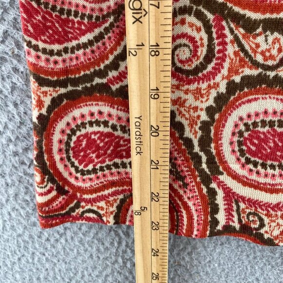 Talbots Sweater Womens Medium Petite Orange Multi Paisley Merino Wool Cardigan - Picture 8 of 11